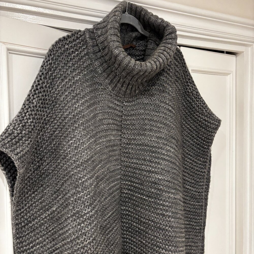 UGG Sweaters I  Ugg Chunky Knit Grey Turtleneck Poncho Sweater (One Size) - Picture 6 of 8